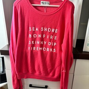 Wildfox Hot Pink Graphic Crewneck Sweatshirt